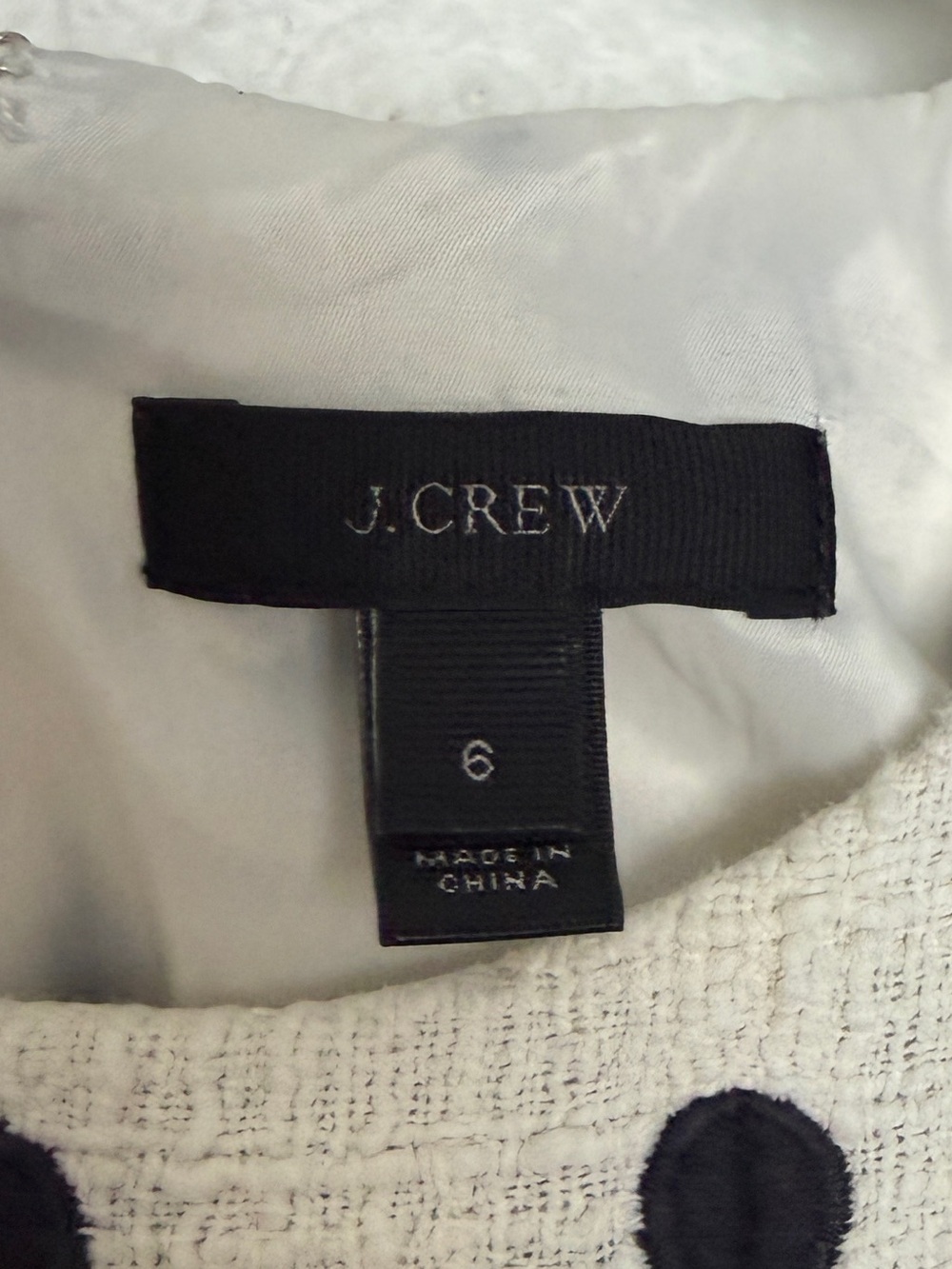 J.Crew White Black Polka Dot Textured Sheath Dress Size 6 - Picture 7 of 9